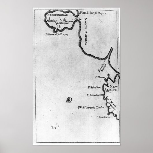 Kaart van Brobdingnag Poster (Voorkant)