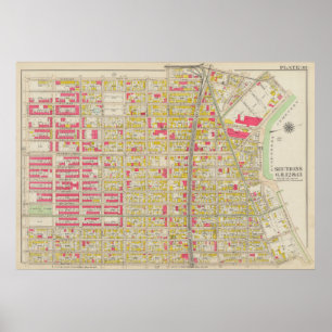 kaart van Brooklyn George Washington Bromley Poster