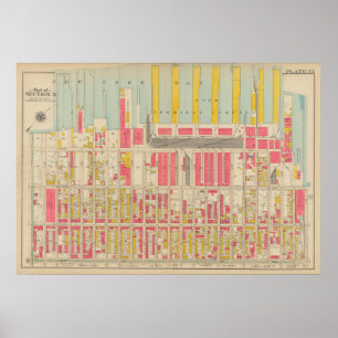 kaart van Brooklyn George Washington Bromley Poster