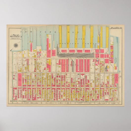  kaart van Brooklyn | George Washington Bromley Poster (Voorkant)