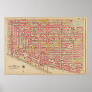 kaart van Brooklyn George Washington Bromley Poster
