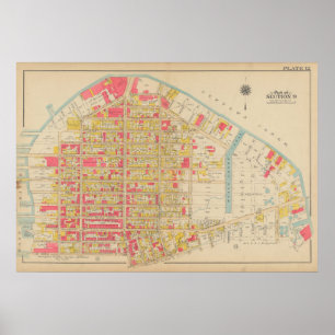 kaart van Brooklyn George Washington Bromley Poster