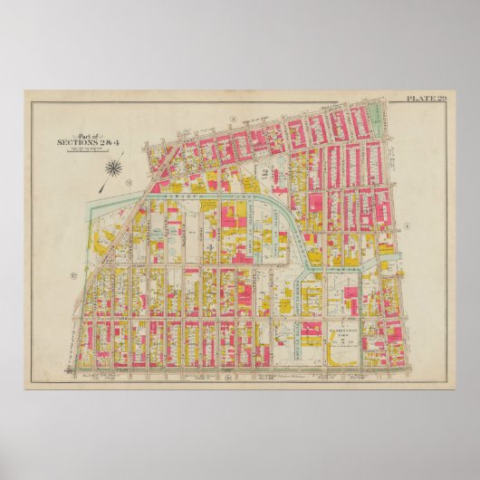  kaart van Brooklyn | George Washington Bromley Poster (Voorkant)