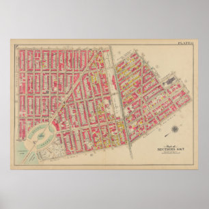 kaart van Brooklyn George Washington Bromley Poster