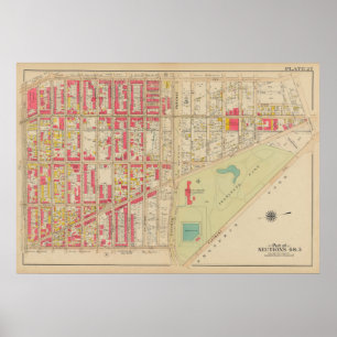 kaart van Brooklyn George Washington Bromley Poster