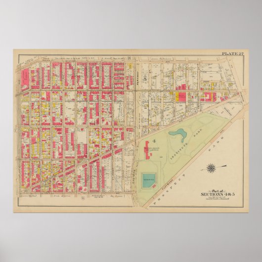  kaart van Brooklyn | George Washington Bromley Poster (Voorkant)
