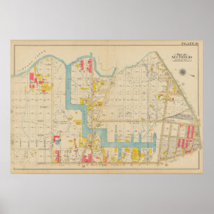 kaart van Brooklyn George Washington Bromley Poster