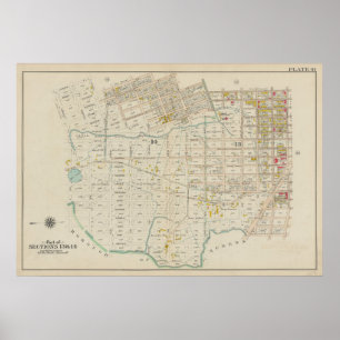 kaart van Brooklyn George Washington Bromley Poster
