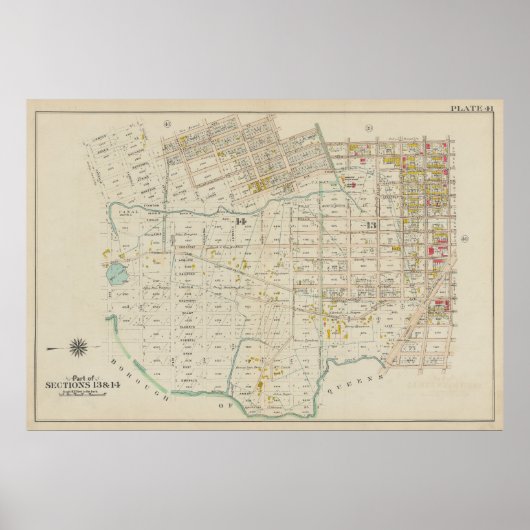  kaart van Brooklyn | George Washington Bromley Poster (Voorkant)