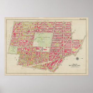 kaart van Brooklyn George Washington Bromley Poster