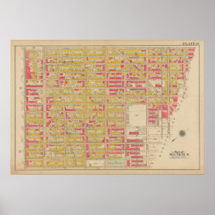kaart van Brooklyn George Washington Bromley Poster