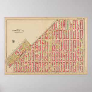 kaart van Brooklyn George Washington Bromley Poster