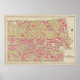 kaart van Brooklyn George Washington Bromley Poster