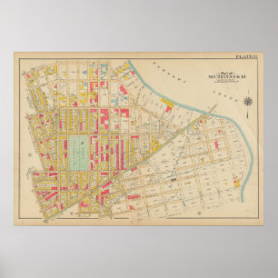 kaart van Brooklyn George Washington Bromley Poster
