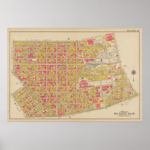 kaart van Brooklyn George Washington Bromley Poster