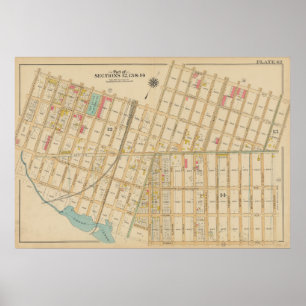 kaart van Brooklyn George Washington Bromley Poster