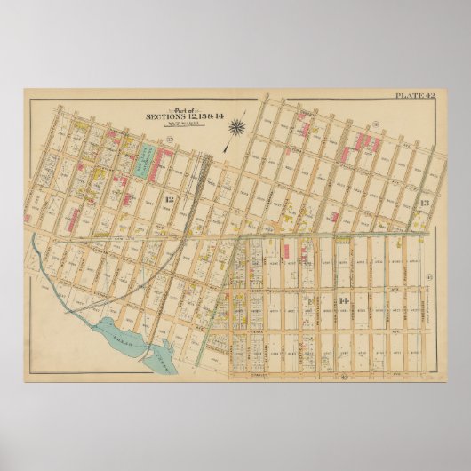  kaart van Brooklyn | George Washington Bromley Poster (Voorkant)