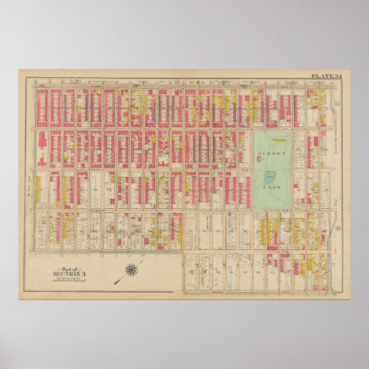 kaart van Brooklyn | George Washington Bromley Poster (Voorkant)