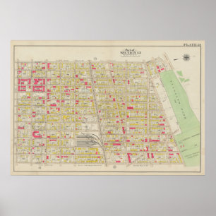 kaart van Brooklyn George Washington Bromley Poster