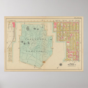 kaart van Brooklyn George Washington Bromley Poster