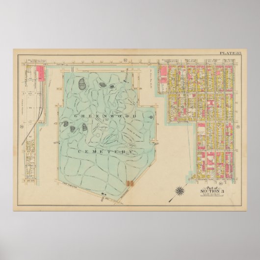  kaart van Brooklyn | George Washington Bromley Poster (Voorkant)