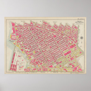 kaart van Brooklyn George Washington Bromley Poster