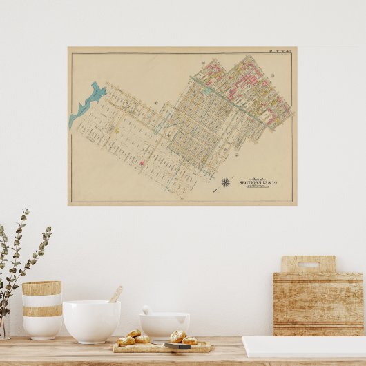  kaart van Brooklyn | George Washington Bromley Poster (Keuken)