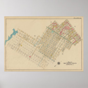 kaart van Brooklyn George Washington Bromley Poster