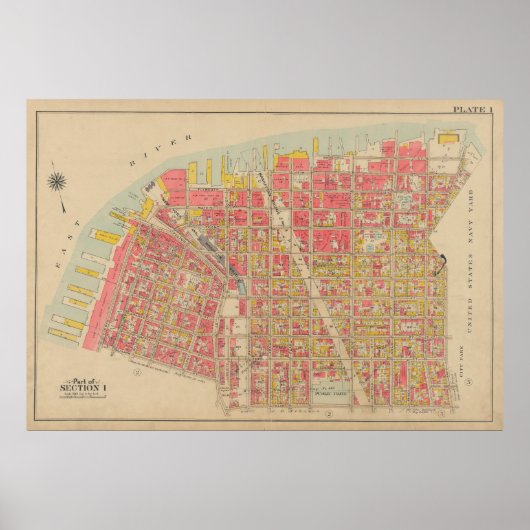 kaart van Brooklyn | George Washington Bromley Poster (Voorkant)