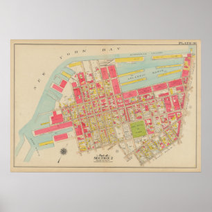 kaart van Brooklyn George Washington Bromley Poster