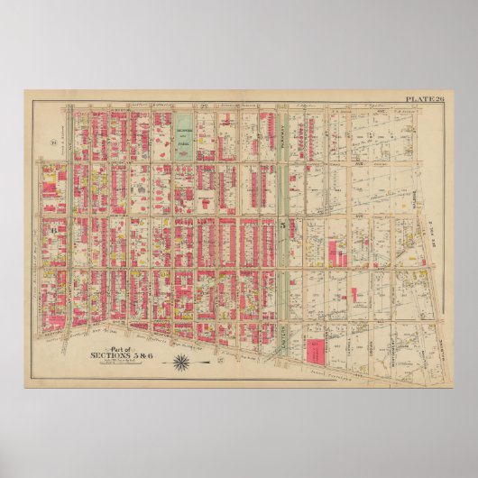  kaart van Brooklyn | George Washington Bromley Poster (Voorkant)