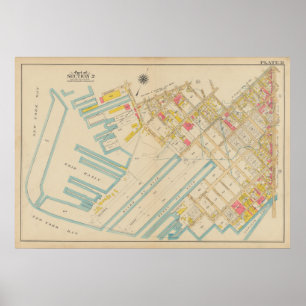 kaart van Brooklyn George Washington Bromley Poster