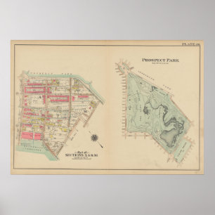 kaart van Brooklyn George Washington Bromley Poster