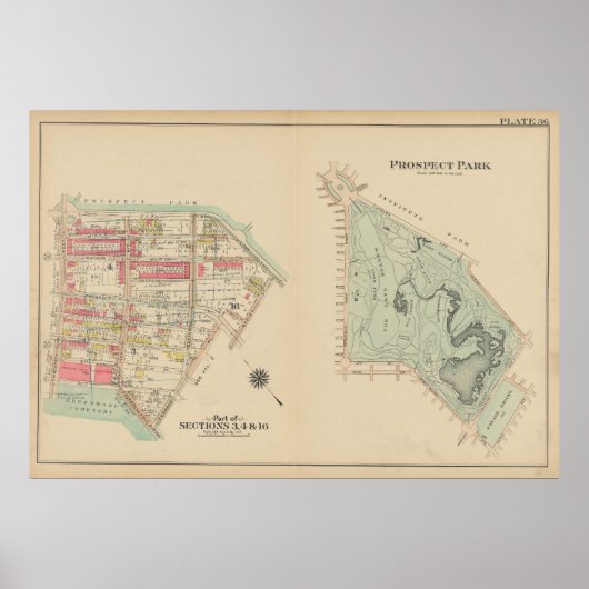  kaart van Brooklyn | George Washington Bromley Poster (Voorkant)