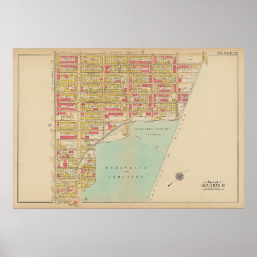  kaart van Brooklyn | George Washington Bromley Poster (Voorkant)