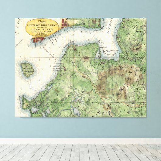  kaart van Brooklyn New York (1867) Canvas Afdruk (Insitu (Houten vloer))
