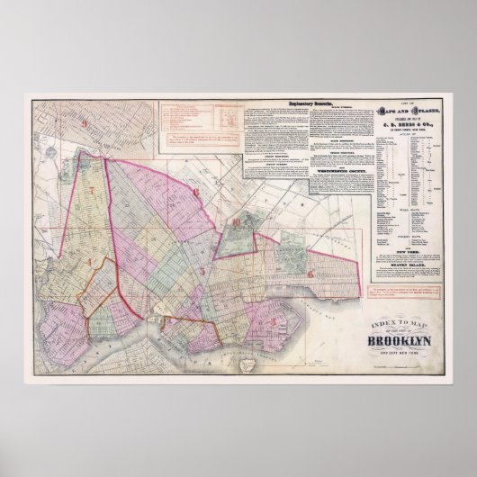  kaart van Brooklyn New York City Poster (Voorkant)