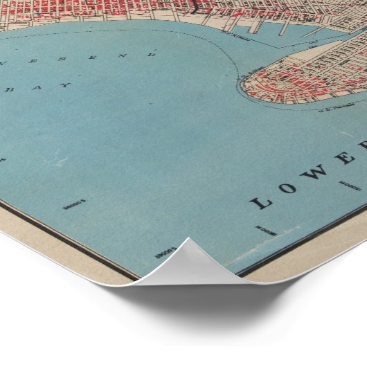 kaart van Brooklyn, New York Poster (Hoek)