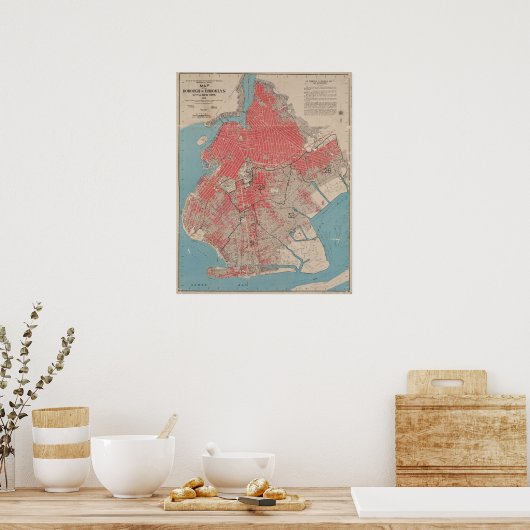 kaart van Brooklyn, New York Poster (Keuken)