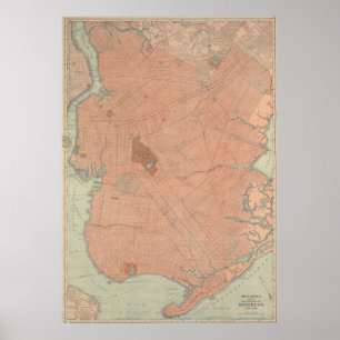 kaart van Brooklyn NY (1902) Poster