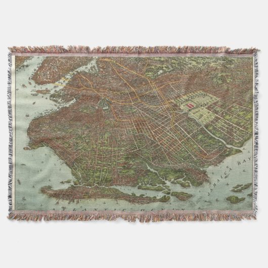  kaart van Brooklyn NY (1908) Deken (Voorkant)