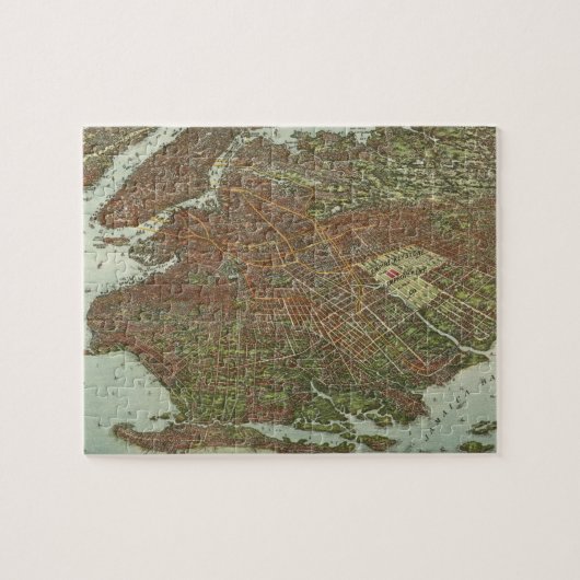  kaart van Brooklyn NY (1908) Legpuzzel (Horizontaal)