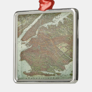 kaart van Brooklyn NY (1908) Metalen Ornament