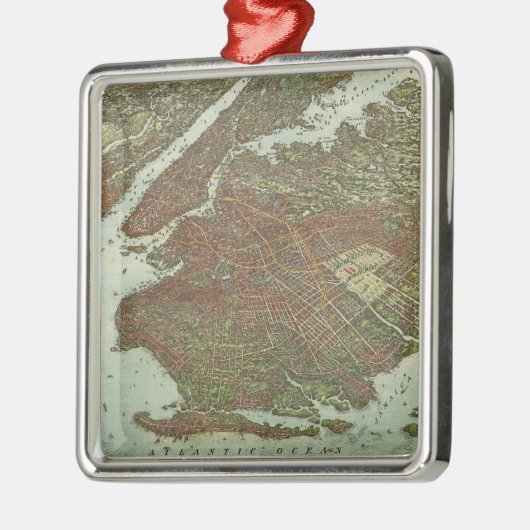 kaart van Brooklyn NY (1908) Metalen Ornament (Links)
