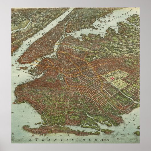  kaart van Brooklyn NY (1908) Poster (Voorkant)