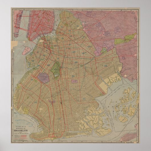  kaart van Brooklyn NY (1911) Poster (Voorkant)