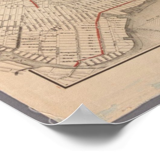  kaart van Brooklyn Poster (Hoek)