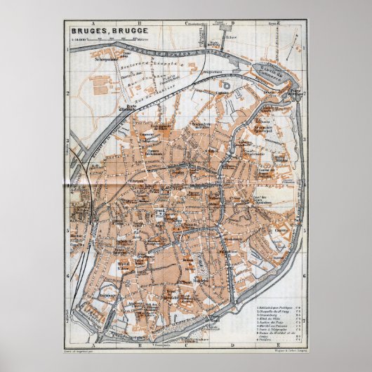 kaart van Brussel (1905) Poster (Voorkant)