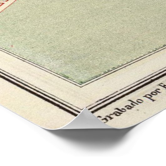  kaart van Buenos Aires Argentina (1888) Poster (Hoek)