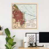  kaart van Buenos Aires Argentina (1904) Poster (Thuiskantoor)